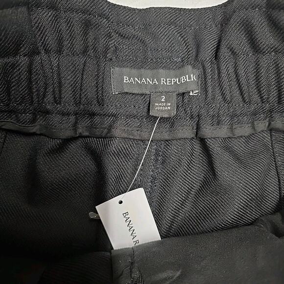 Banana Republic 100% Wool Cargo Pants Black Sz 2 Drawstring Hem Utility Trousers - Picture 5 of 11